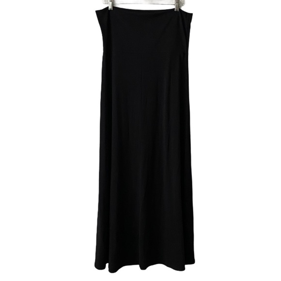 Hive & Honey Fold-Over Solid Black Maxi Skirt